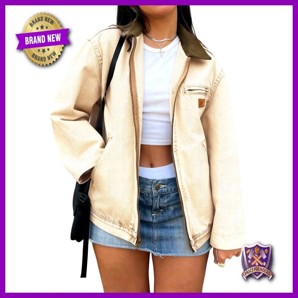 Denim Jean Jacket Zipper Casual Fit Long Sleeve Barn Style Y2K Chic